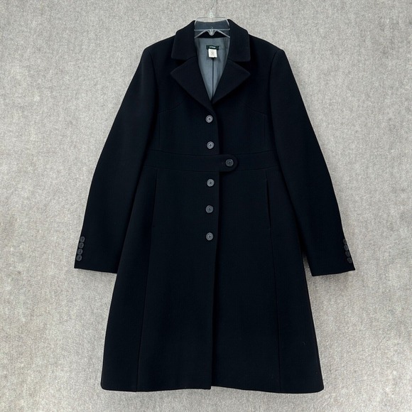 J Crew Lady Day Italian Double Cloth Peacoat Wool Coat 12 Tall‎ Black Jacket - Picture 1 of 9